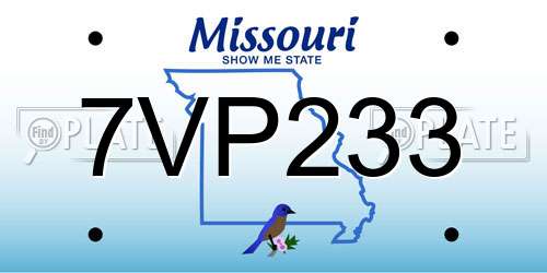 7VP233 Missouri License Plate