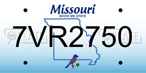 7VR2750 Missouri License Plate