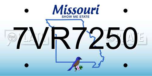 7VR7250 Missouri License Plate