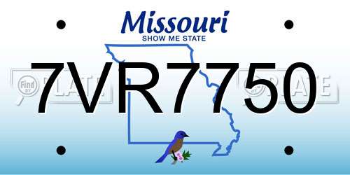 7VR7750 Missouri License Plate