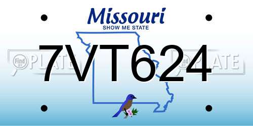 7VT624 Missouri License Plate