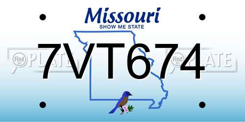 7VT674 Missouri License Plate