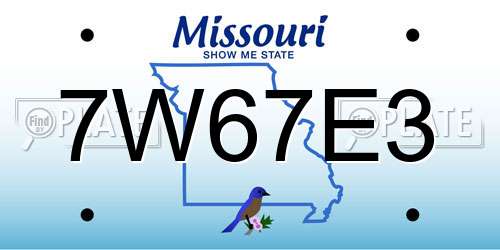 7W67E3 Missouri License Plate