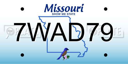 7WAD79 Missouri License Plate