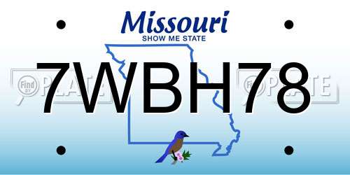 7WBH78 Missouri License Plate