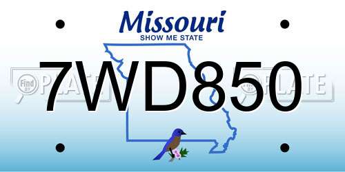 7WD850 Missouri License Plate