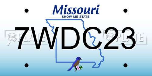 7WDC23 Missouri License Plate