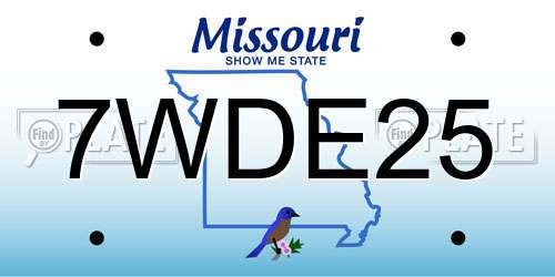 7WDE25 Missouri License Plate