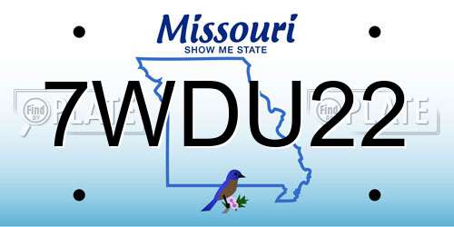 7WDU22 Missouri License Plate