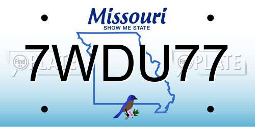 7WDU77 Missouri License Plate