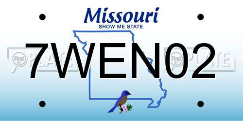 7WEN02 Missouri License Plate