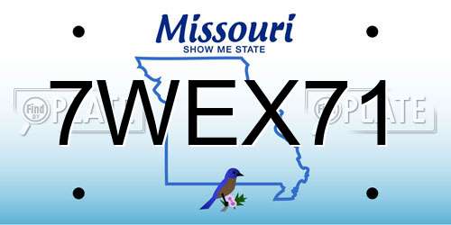 7WEX71 Missouri License Plate