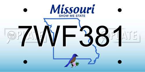 7WF381 Missouri License Plate