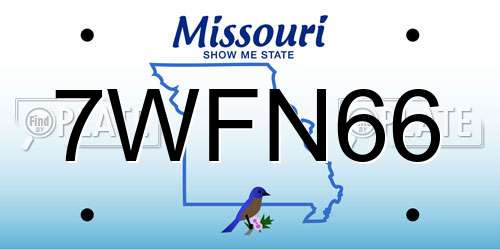 7WFN66 Missouri License Plate