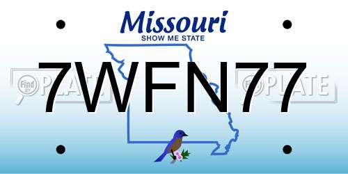 7WFN77 Missouri License Plate
