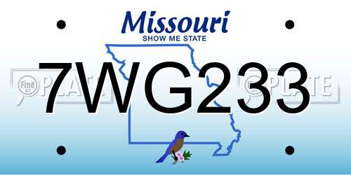 7WG233 Missouri License Plate