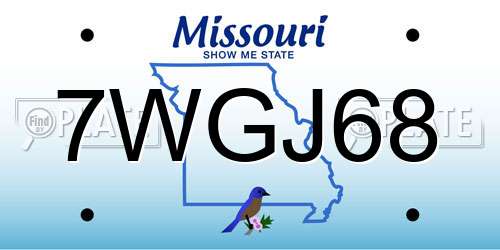 7WGJ68 Missouri License Plate