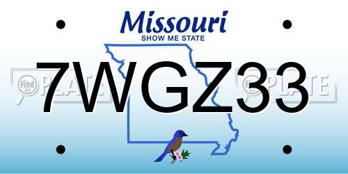 7WGZ33 Missouri License Plate