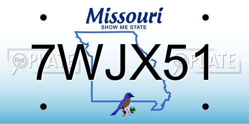 7WJX51 Missouri License Plate