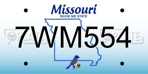 7WM554 Missouri License Plate