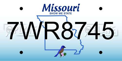7WR8745 Missouri License Plate