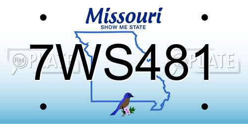 7WS481 Missouri License Plate
