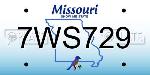 7WS729 Missouri License Plate