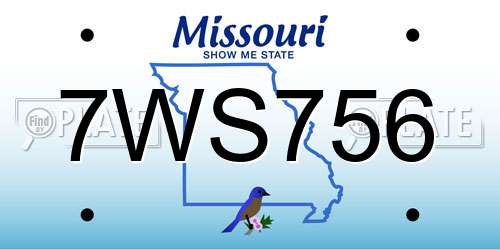 7WS756 Missouri License Plate