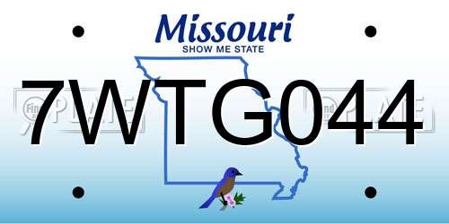 7WTG044 Missouri License Plate