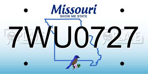 7WU0727 Missouri License Plate