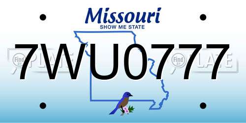 7WU0777 Missouri License Plate