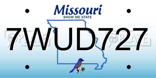 7WUD727 Missouri License Plate
