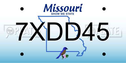 7XDD45 Missouri License Plate