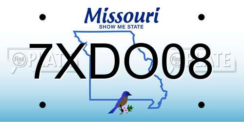 7XDO08 Missouri License Plate