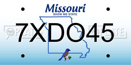 7XDO45 Missouri License Plate