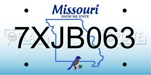 7XJB063 Missouri License Plate