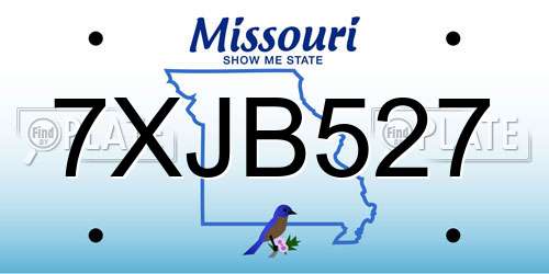 7XJB527 Missouri License Plate