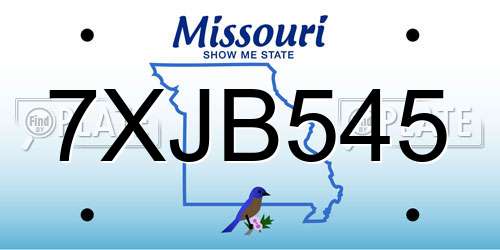 7XJB545 Missouri License Plate