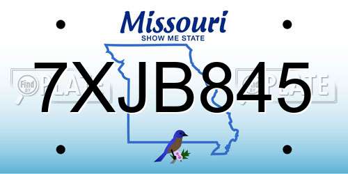 7XJB845 Missouri License Plate