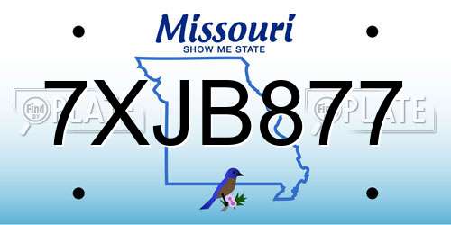 7XJB877 Missouri License Plate