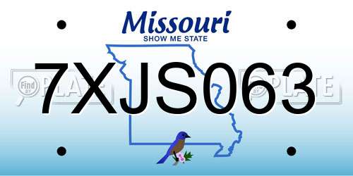 7XJS063 Missouri License Plate