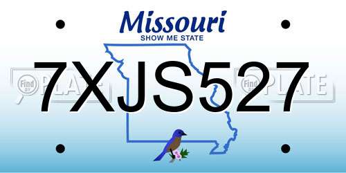 7XJS527 Missouri License Plate