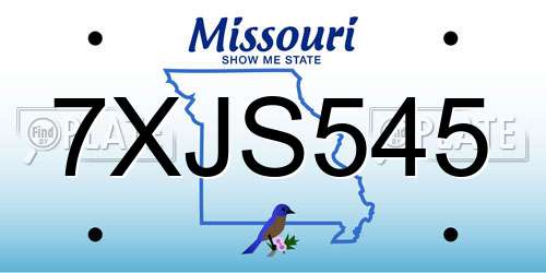 7XJS545 Missouri License Plate