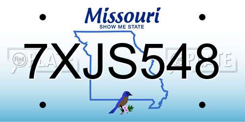 7XJS548 Missouri License Plate