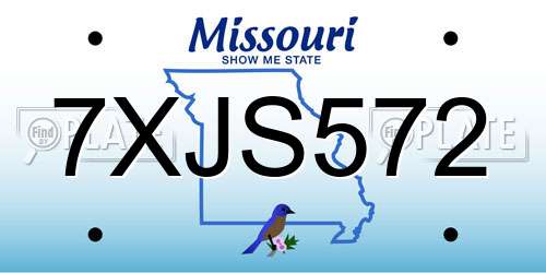 7XJS572 Missouri License Plate