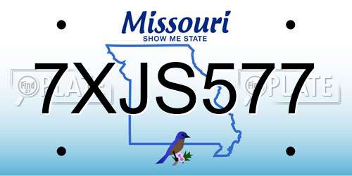 7XJS577 Missouri License Plate