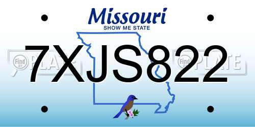 7XJS822 Missouri License Plate