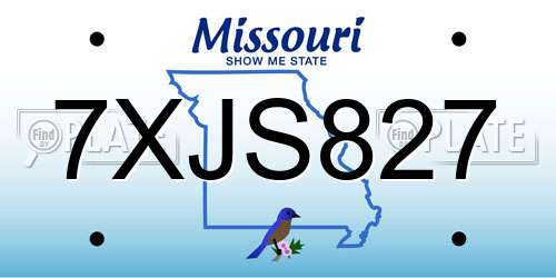 7XJS827 Missouri License Plate