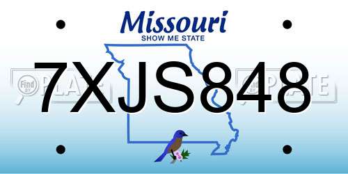 7XJS848 Missouri License Plate