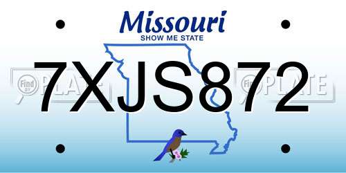 7XJS872 Missouri License Plate